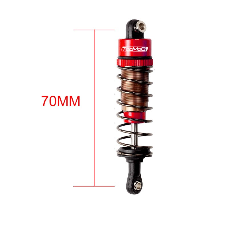 TOOMOD 1/10 70mm RC Oil filled Shock Absorbers kit for Tamiya CC01 WR-02 Axial SCX10 D90 HPI HSP 1/10 Crawler Car Buggy Car Upgrades Replace Parts (Red) - Image 2